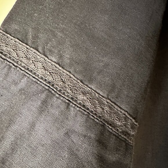 Black Laura Plus (18) Linen Blouse - Picture 1 of 6